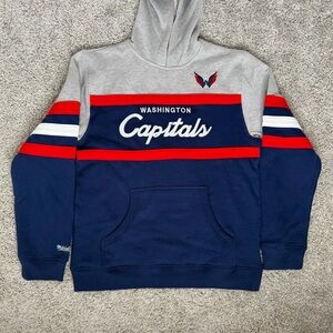 Youth Large Mitchell & Ness Gray Washington Capitals Head Coach Pullover Hoodie